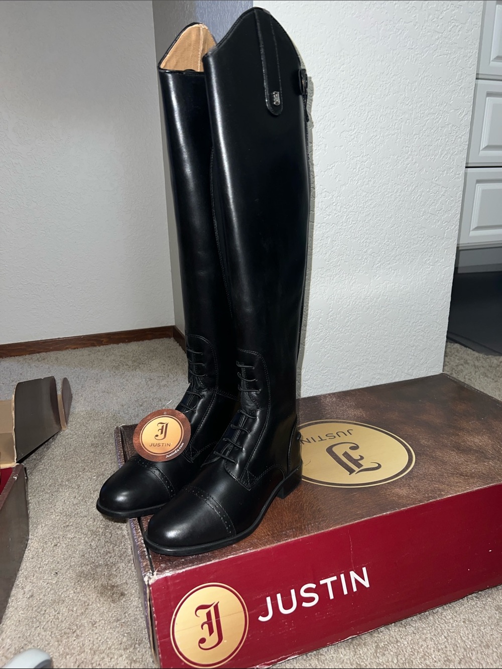 Justin Boots Women’s Tall Black Leather Riding Boots